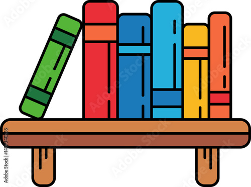 A row of colorful books on a shelf
