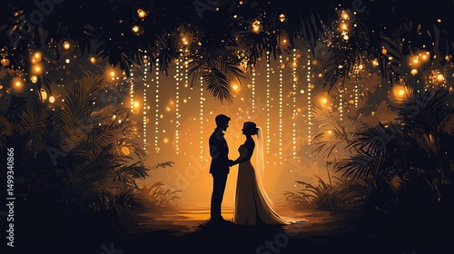 Evening wedding background with soft glowing light, ideal for romantic themes, event invitations, and elegant celebration designs.
