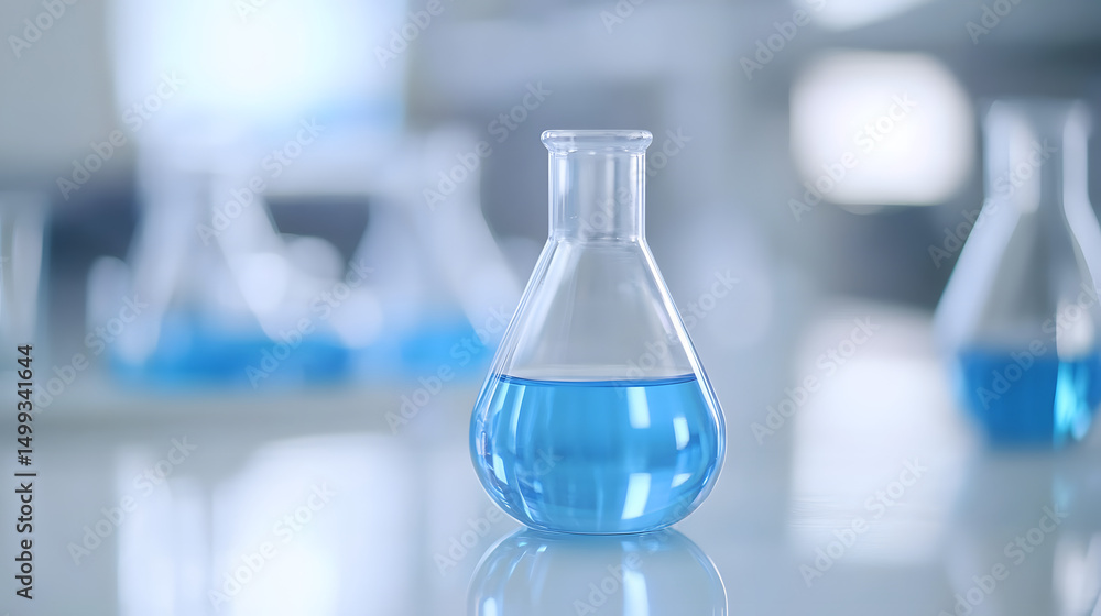 Blurred modern laboratory room with scientific background in white and light blue tones Blurred modern laboratory room with scientific background in white and light blue tones