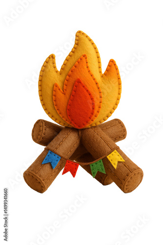 Costura de tecido fogueira icone 3d isolado para campanha de são joão