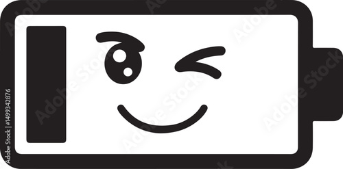 Happy Winking Battery Icon Illustration