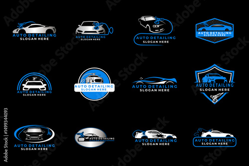 Set of Car Detailing logo design vector template