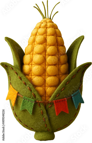 Costura de tecido em formato de milho icone 3d isolado para campanha de são joão