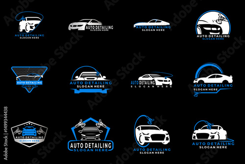 Car detailing logo design collections. Creative car care logo set