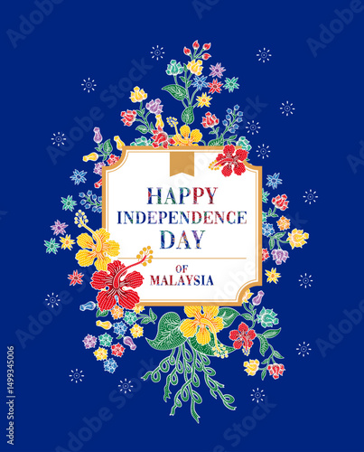 Malaysia Independence Day Post Design With Batik Hibiscus