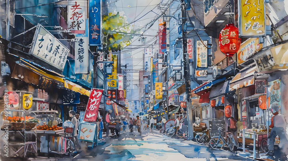 Fototapeta premium Futuristic Tokyo-inspired city neon signs