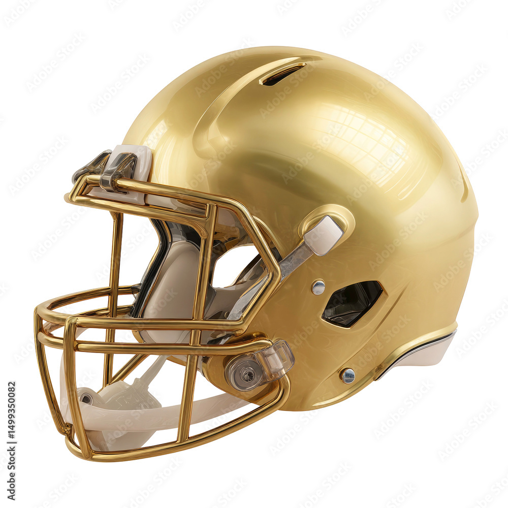 Fototapeta premium Gold American Football Helmet on Transparent Background