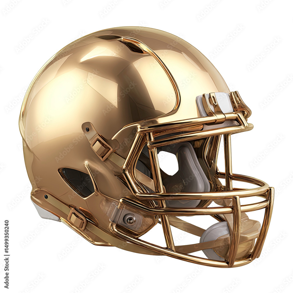 Naklejka premium Golden American Football Helmet on Transparent Background