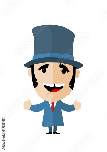 Cartoon Abraham Lincoln with Top Hat – Cute Flat Vector Character Illustration