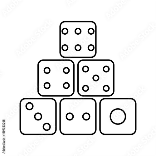 Rolling dice. White and black for gambling game, side view of dice in front of realistic vector objects of lucky dice, set of dice cubes for game of chance, luck illustration