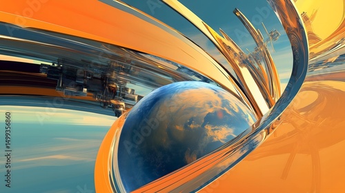 Fototapeta Naklejka Na Ścianę i Meble -  Abstract space station orbiting earth