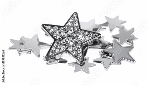 Shining silver stars with rhinestones sparkle with elegance and sophistication
