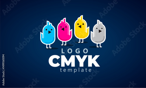 Logo СMYK Print. Chicks ink. Black background.