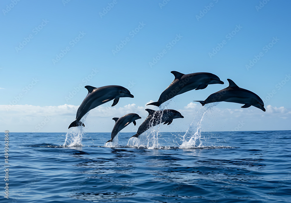 Obraz premium Dolphins Leaping: Ocean Wildlife