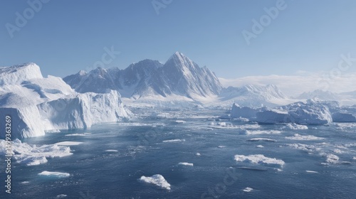 Wallpaper Mural Panoramic view of a glacial landscape with icebergs and snow-covered mountains Torontodigital.ca