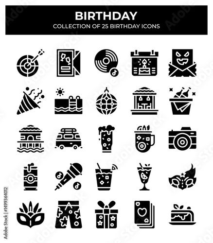 Birthday Icons. 25 Unique Party Celebration Vector Icons