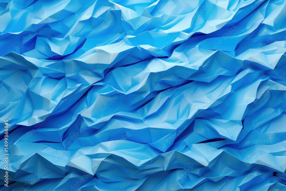 Obraz premium Abstrakcyjna tekstura zmarszczonej tkaniny, błękitne falowanie