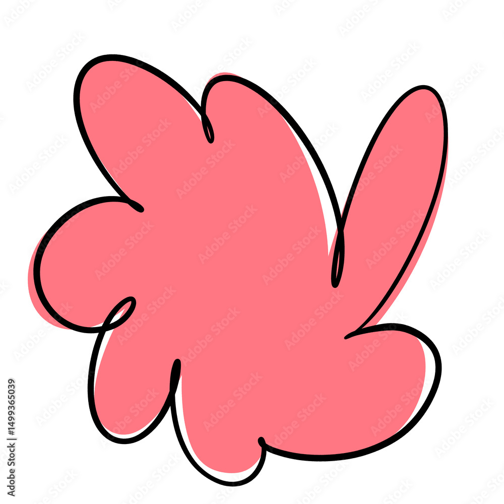 bright bold bubble squiggle shape abstract modern design asset salmon coral pink contrast outline black ink smooth bright bold bubble squiggle shape abstract modern design asset salmon coral pink contrast outline black ink smooth