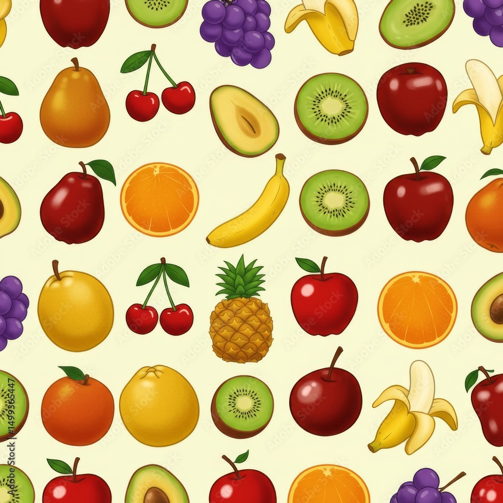 Colorful Fruit Pixel Art Seamless Pattern Colorful Fruit Pixel Art Seamless Pattern