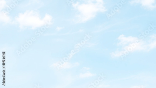 Blue sky with white cumulus fluffy cloud sea beach skyline. Morning beautiful sunlight nature seascape