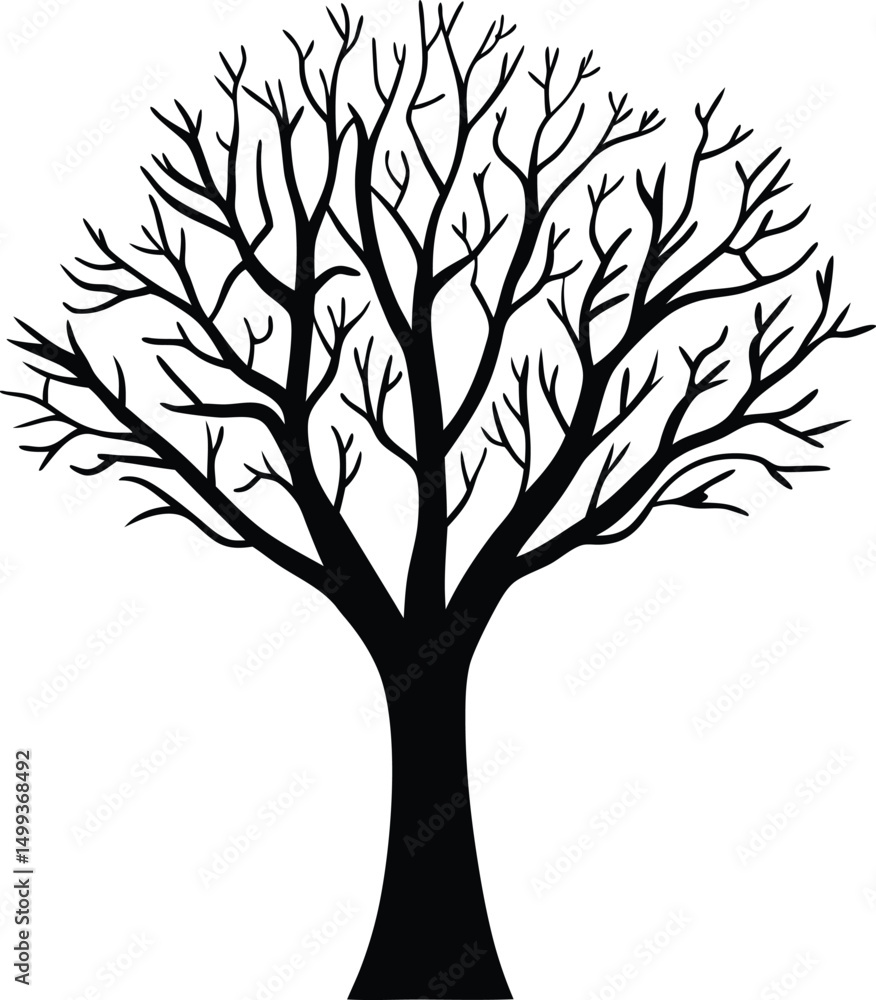 Fototapeta premium Bare Tree Silhouette Illustration Winter Nature Graphic
