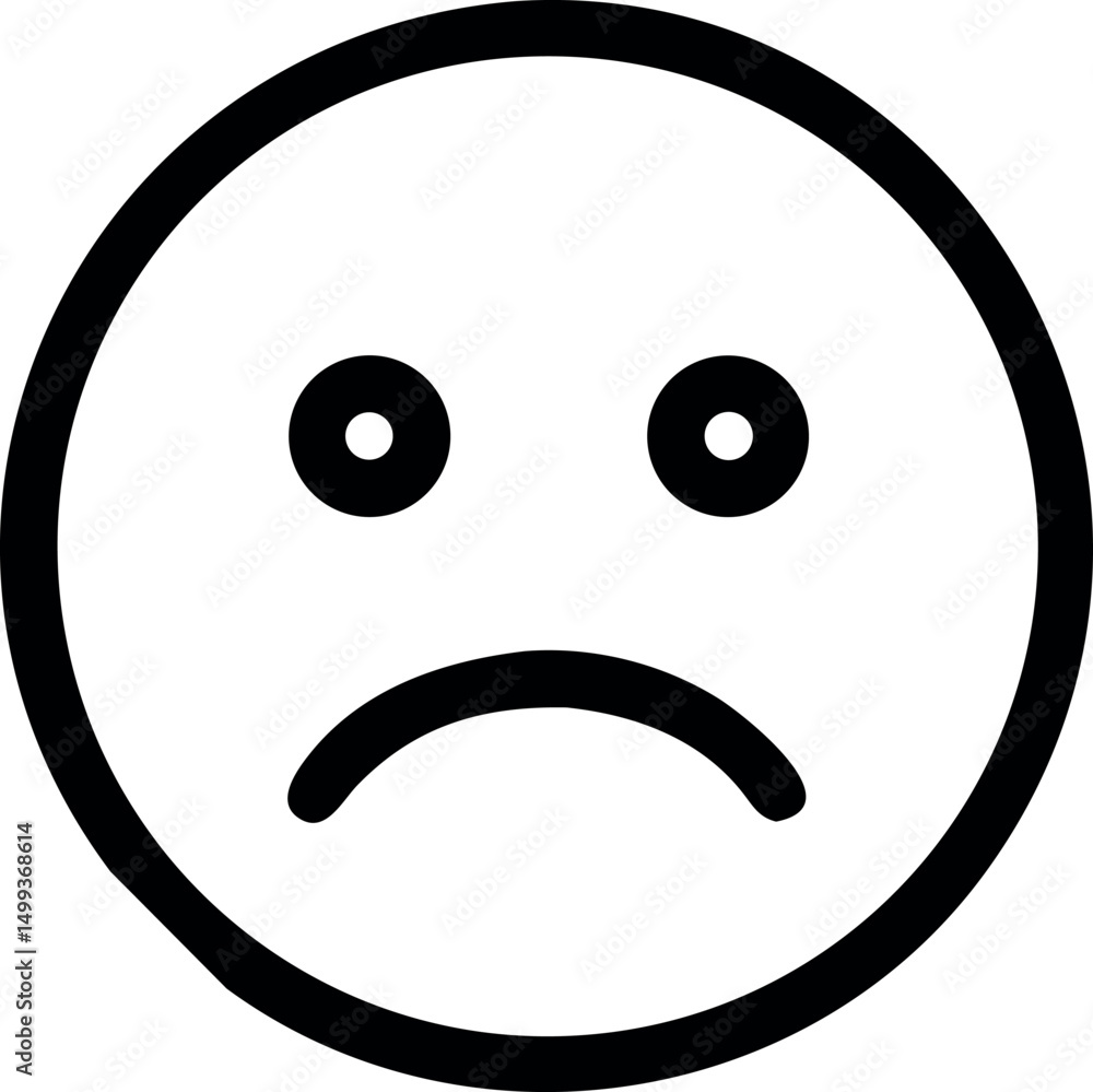 Fototapeta premium Sad face emoji- vector icon.