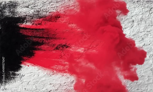 abstract pattern with a combination of black and red colors on a white or light gray background