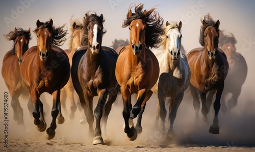 Stado dzikich koni w biegu © BagazLK