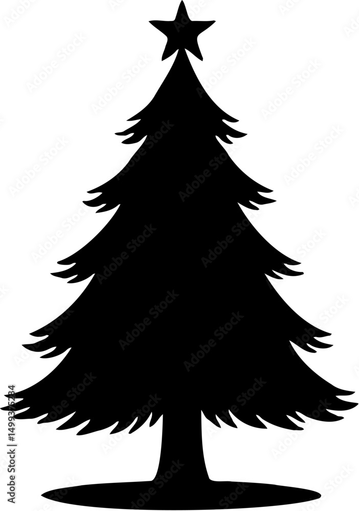 Obraz premium vector illustration silhouette of a christmas tree