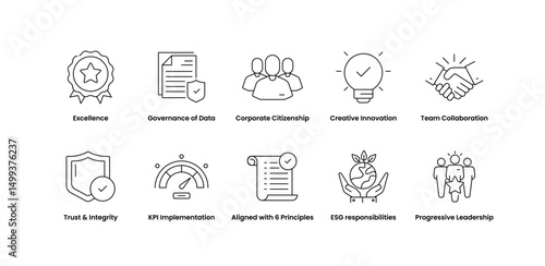 Corporate Values and Ethics. Visuals for Team Integrity, Workplace Collaboration, Responsible Governance, and Organizational Principles