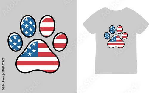 usa flag paw t-shirt design