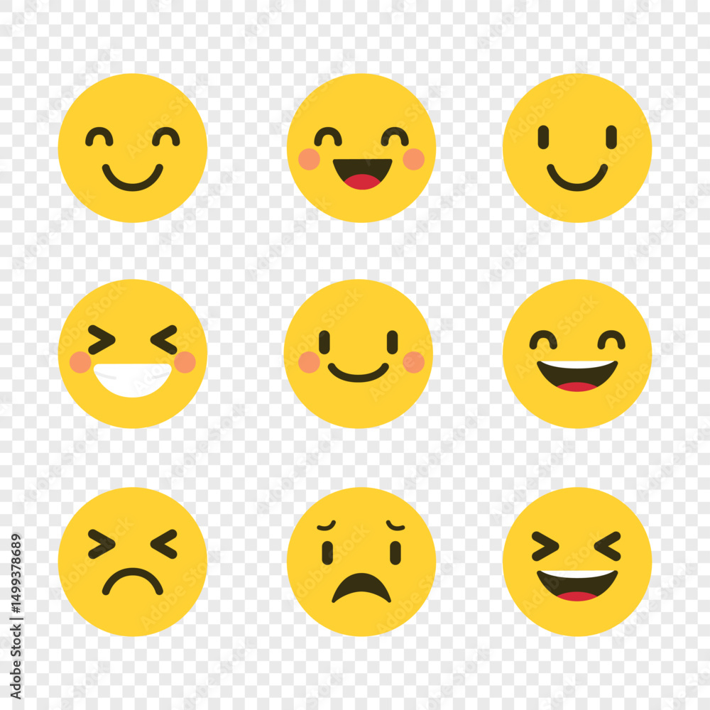 Feedback emoji icons vector. Collection of emoji reactions for social media Feedback emoji icons vector. Collection of emoji reactions for social media
