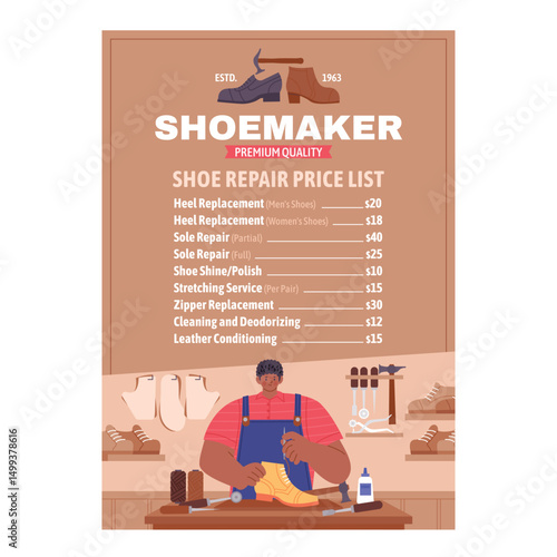Flat Shoemaker Price List Poster