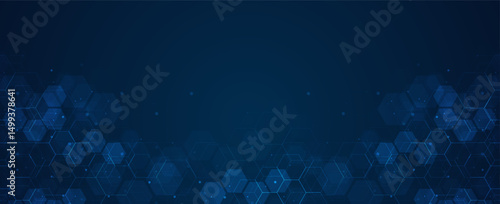 Digital technology background. Abstract hexagons background with lines and dots. Design for science, medicine or technology
