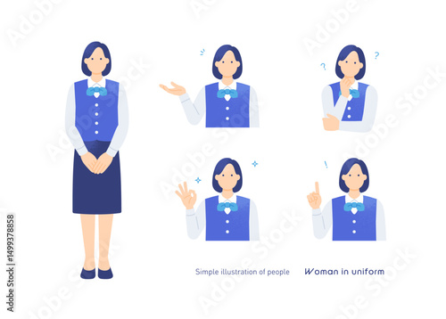 制服を着た女性 ホテルのフロントやコンシェルジュなど受付スタッフをイメージしたイラスト素材
