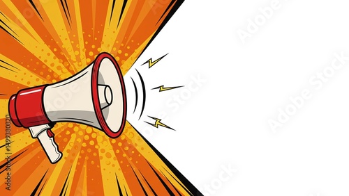Pop Art Megaphone - Loud Announcement Vector Illustration