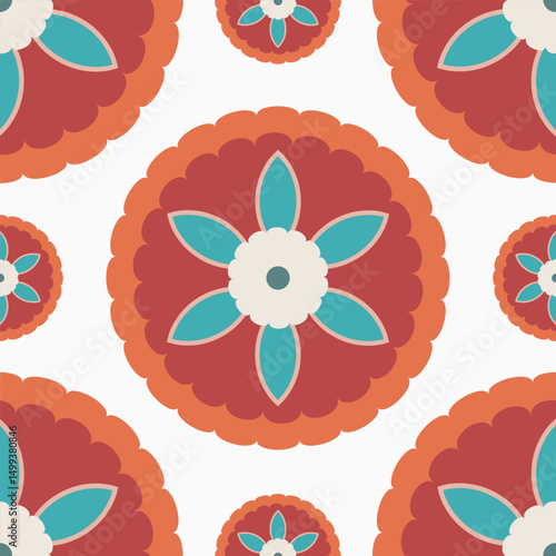 This exquisite seamless pattern by Suzan showcases a harmonious blend of modern and abstract design elements. With a delicate interplay of bold geometric shapes and organic forms. Uzbekistan culture