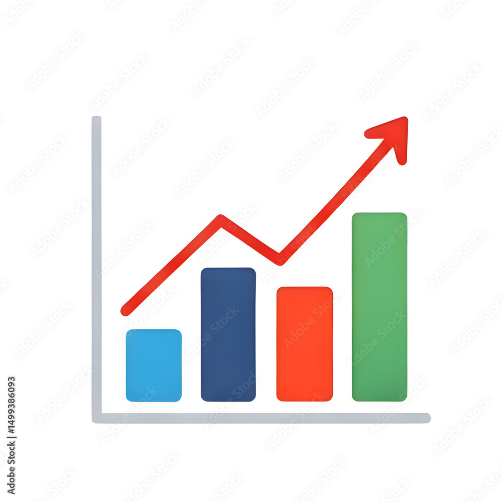 market growth chart with upward arrow icon, bull-run on white background market growth chart with upward arrow icon, bull-run on white background