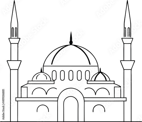 Simple line drawing mosque
