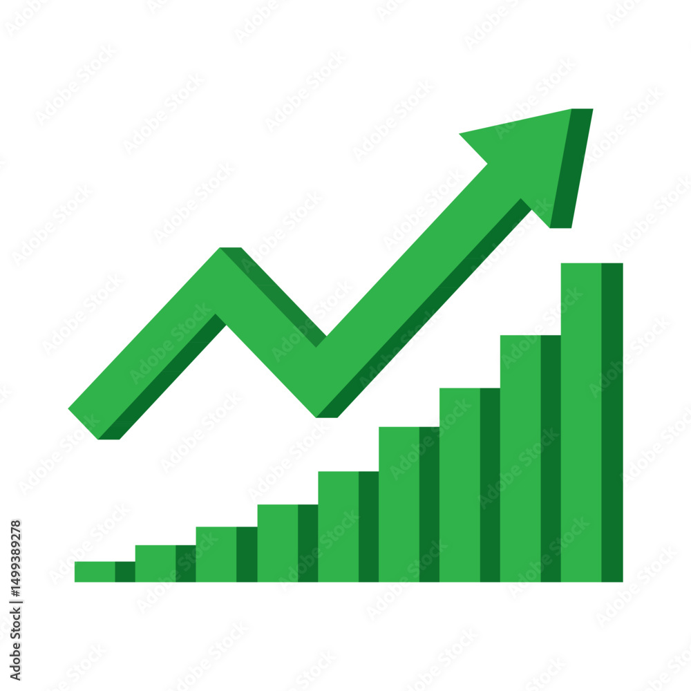 Growing business 3d green arrow with bar chart, Profit arow Vector illustration.Business concept, growing chart. Concept of sales symbol icon with arrow moving up. Economic Arrow With Growing Trend. Growing business 3d green arrow with bar chart, Profit arow Vector illustration.Business concept, growing chart. Concept of sales symbol icon with arrow moving up. Economic Arrow With Growing Trend.