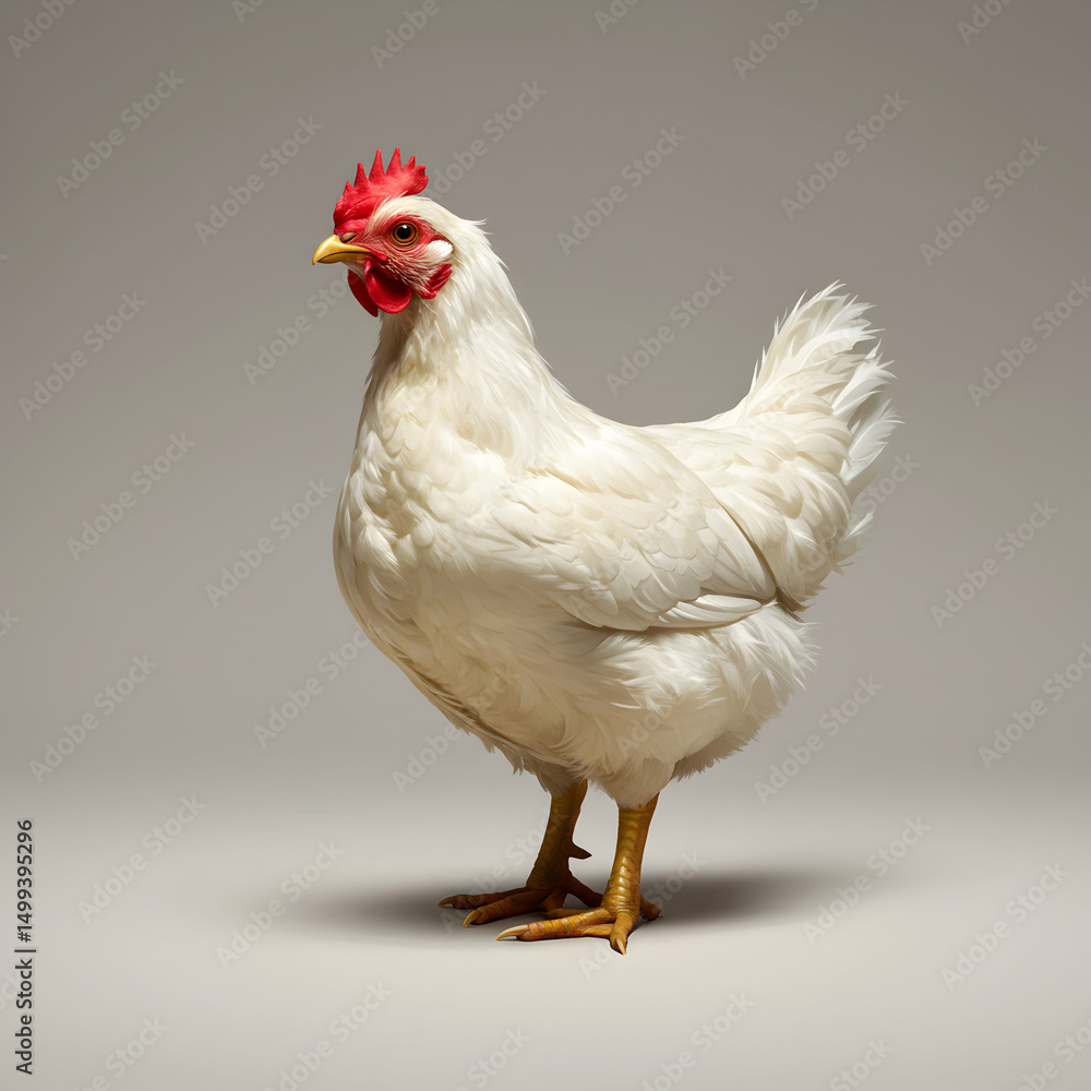 Fototapeta premium White Chicken Image: High-Res Farm Poultry Photo