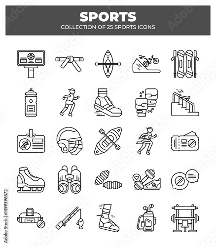 Collection of 25 Sports Icons. Ultimate Guide to Summer and Winter Sports