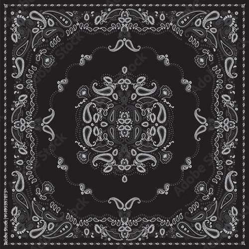 Ornamental paisley graphic for bandana or any design