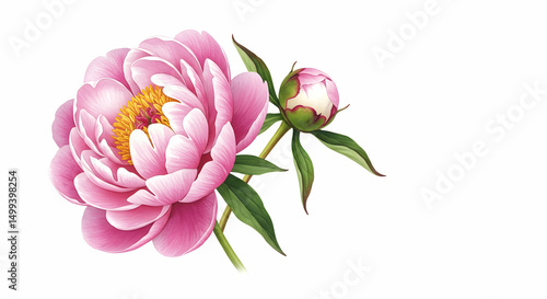 Peony, Pink peony, Peony flower, Pink Peony Flower with Bud