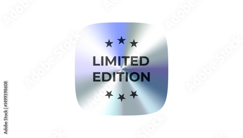 Limited edition exclusive premium label badge with chrome silver finish. Perfect for luxury products, VIP offers, rare collections, marketing and retail. Vector illustration.
