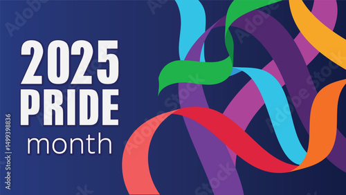 Pride design concept. LGBT Abstract background with Symbols and geometric forms in rainbow colors against blue background. Rainbow community poster for LGBT History Month.