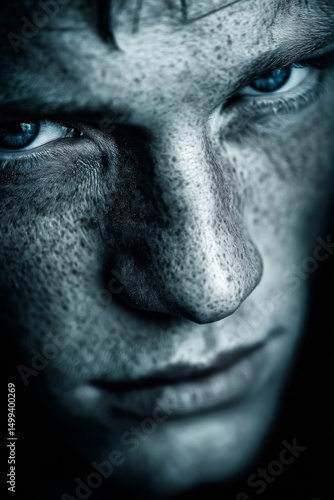 Wallpaper Mural Close Up Gritty Portrait of a Man with Blue Eyes Torontodigital.ca