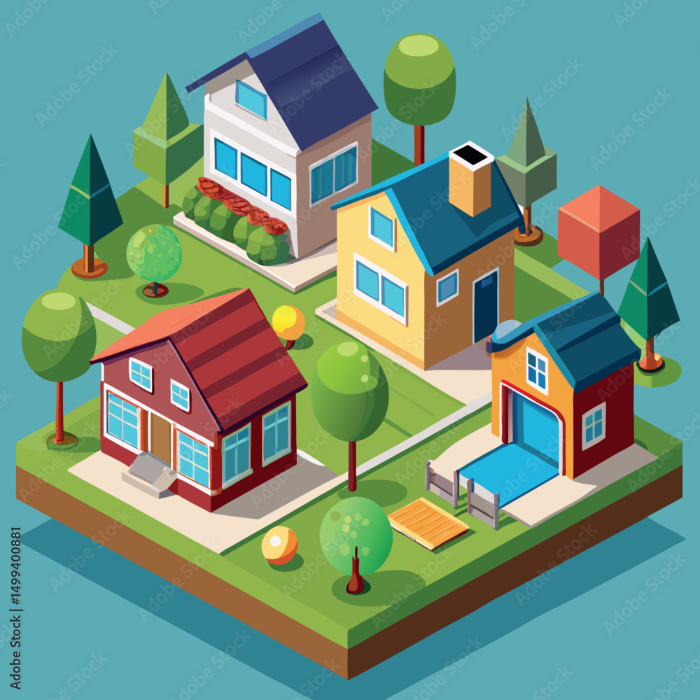 Set of Realistic Houses, 3D. Real Estate, Construction, Rent, Sale, Security. 3D Rendering on a White Background. Vector Design. Set of Realistic Houses, 3D. Real Estate, Construction, Rent, Sale, Security. 3D Rendering on a White Background. Vector Design.