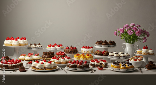Cakes, Cupcakes, Pastries, Delicious Assortment of Cakes, Cupcakes, and Pastries on a Table