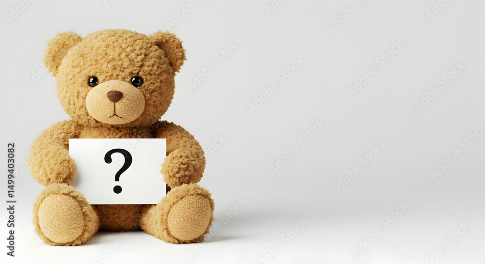 Obraz premium Teddy bear, Plush toy, Stuffed animal, Teddy Bear Holding a Question Mark Sign